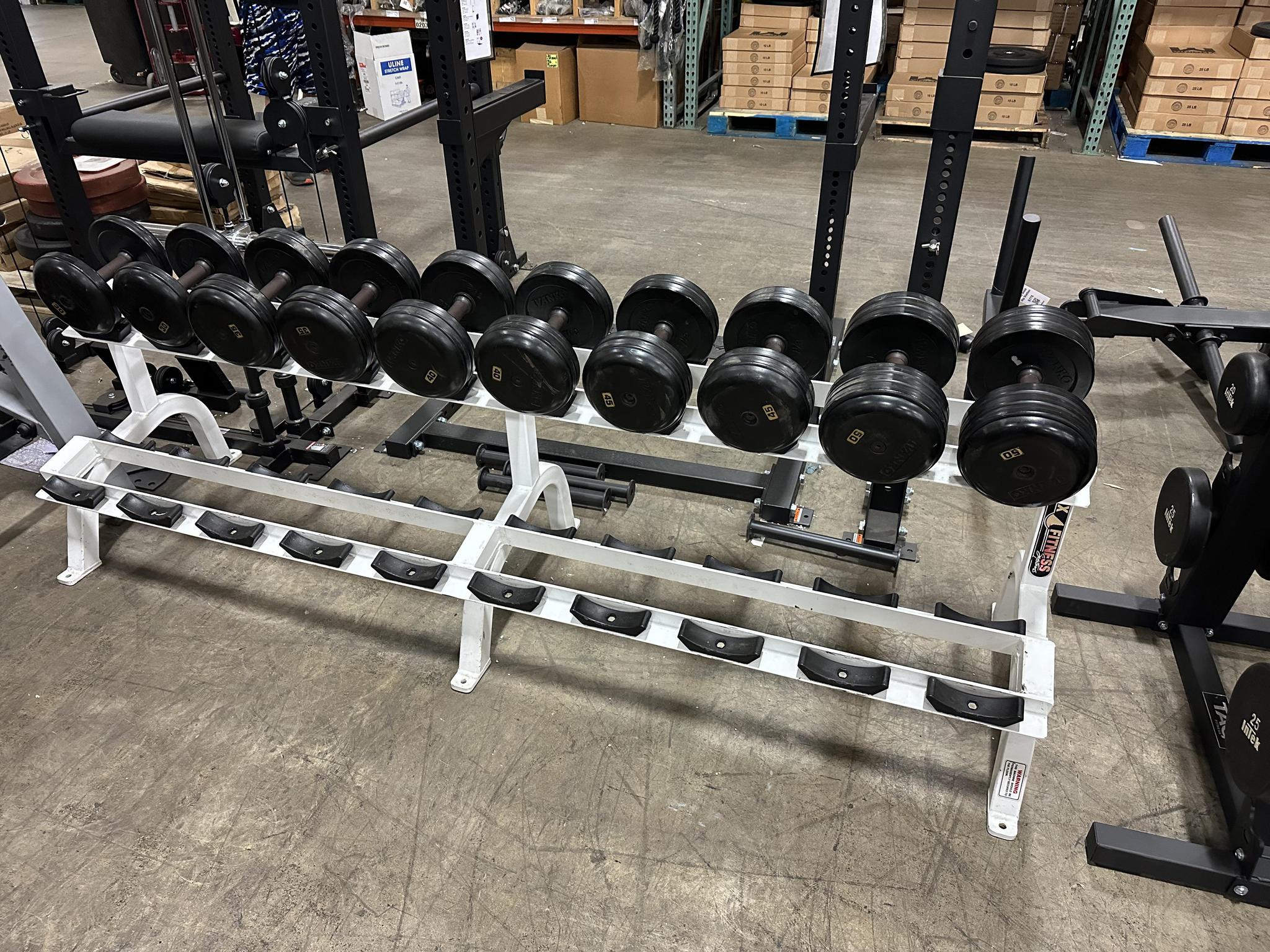 Used Dumbbell Set Flex Fitness Saddle Dumbbell Rack (Dumbbells