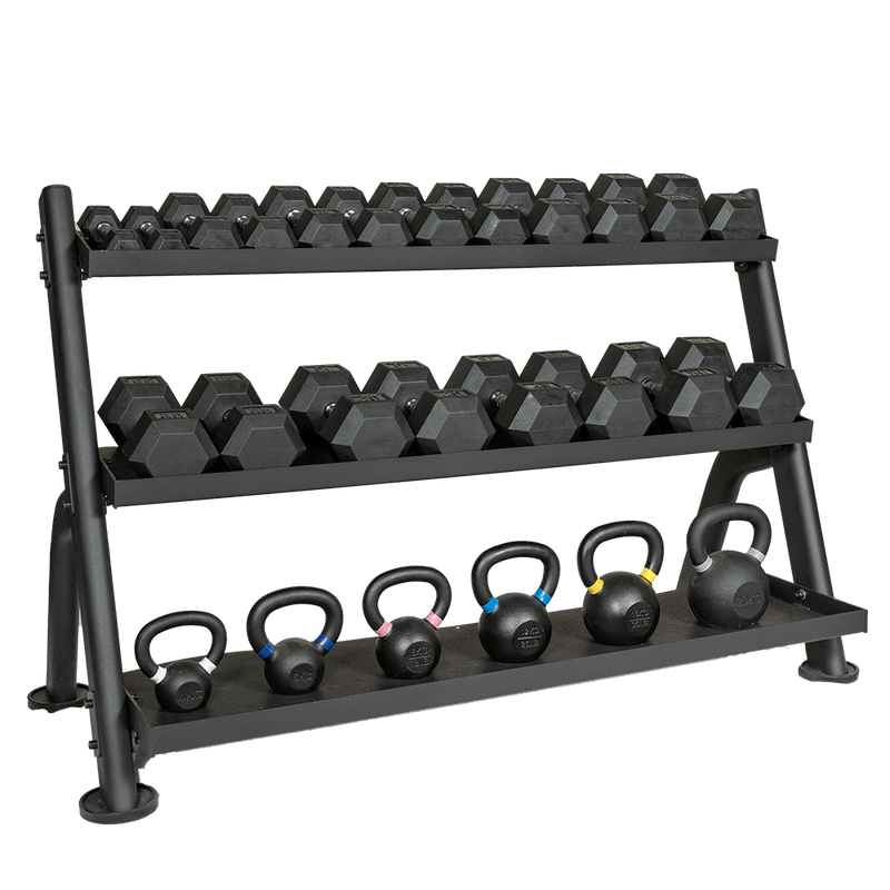 SMW Strength 3 Tier Adjustable Tray Dumbbell Kettlebell Rack Show Me Weights