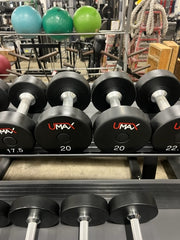 UMAX Series Premium Polyurethane CPU Grade Dumbbells 5-52.5lb in 2.5lb Increments (1150lbs)