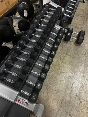 Used Rubber Hex Dumbbells