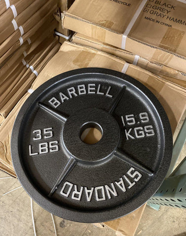 Show Me Weights Deep Dish Gray Hammer Cast Iron Olympic Plates - SALE