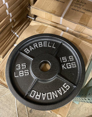 Show Me Weights Deep Dish Gray Hammer Cast Iron Olympic Plates - SALE