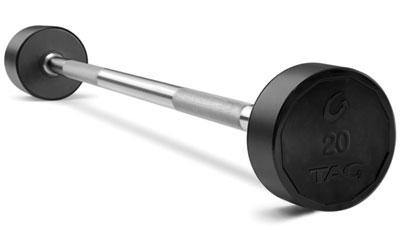 TAG Premium Ultrathane 20lb-110lb Fixed Barbell Set with Straight Handle (10 bars) - Show Me Weights