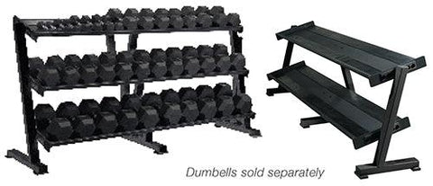 York Barbell 3-Tier Tray Dumbbell Rack -Black 69129 - Show Me Weights
