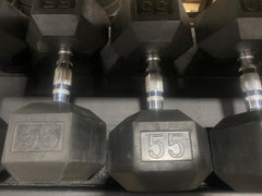 York Barbell 5-120lb Dumbbell Set w/ York 3 Tier Dumbbell Rack - Used