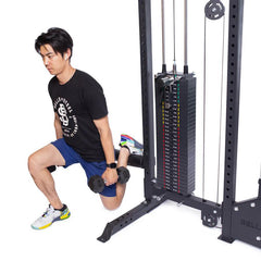 Bells of Steel Lat Pulldown Low Row Machine w/ 310lb Stack with Dip Bar and Single Leg Squat Roller Pad