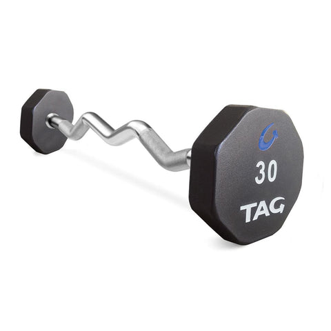 TAG 8-Sided Virgin Rubber Fixed Barbell with EZ Bar Barbell Set 20-110 (10 Bars)