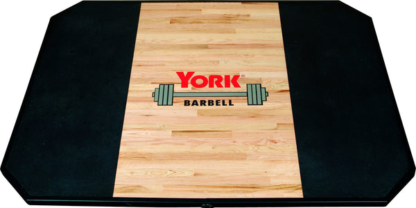 Event Used York Barbell Solid Red Oak Platform 8'x8'
