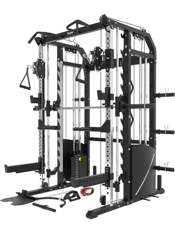 BLAZZED PLUS ALL-IN-ONE FUNCTIONAL TRAINER CABLE CROSSOVER CAGE HOME GYM W/ SMITH MACHINE WITH LAT SEAT ATTACHMENT  BD-MPR-M3-A