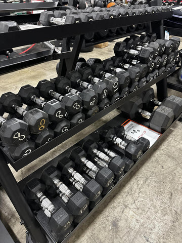 Used Rubber Hex Dumbbells