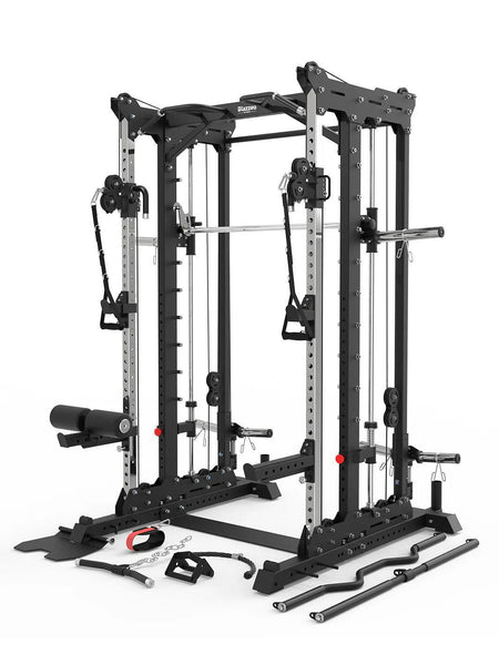 BLAZZED FITNESS BASIC ALL-IN-ONE FUNCTIONAL TRAINER CABLE CROSSOVER CAGE HOME GYM W/ SMITH MACHINE