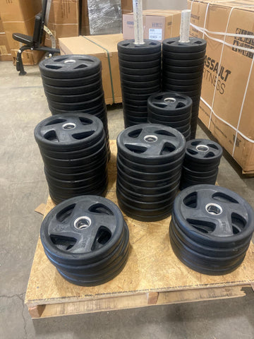 Rubber Encased Olympic Plates-USED