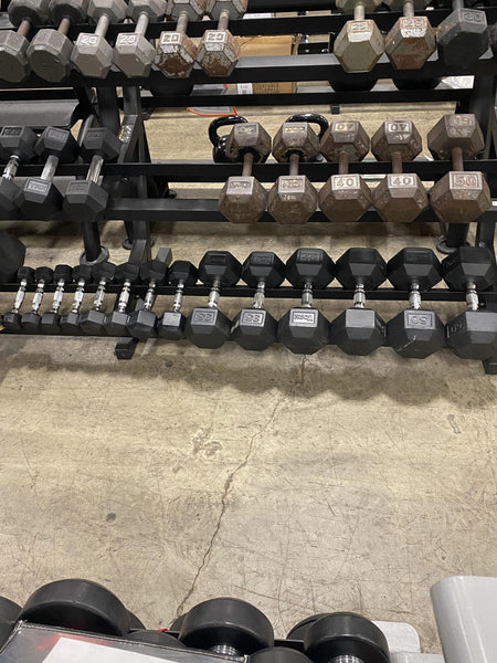 Used Rubber Hex Dumbbells