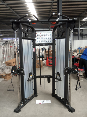 SMW Functional Trainer with Dual 210lb Weight Stacks Black Frame