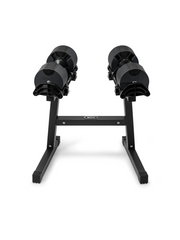 Nuobell 5-80 lb Adjustable Dumbbell Set w/ Cradles (Matte Black) with Nuobell Heavy Duty Stand (Double-Legged)