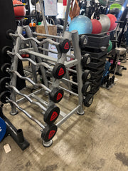 Ziva ZVO Urethane Fixed Barbell Rack with EZ Curl and Straight Barbells-USED
