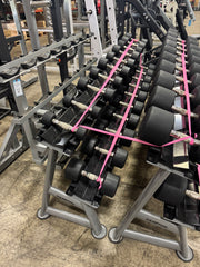 Hampton Dura-Pro Urethane Dumbbell Set 5-100lb in 5lb Increments and Hampton Saddle Dumbbell Racks-USED