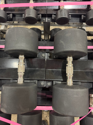 Hampton Dura-Pro Urethane Dumbbell Set 5-100lb in 5lb Increments and Hampton Saddle Dumbbell Racks-USED