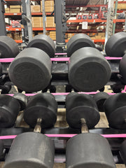 Hampton Dura-Pro Urethane Dumbbell Set 5-100lb in 5lb Increments and Hampton Saddle Dumbbell Racks-USED