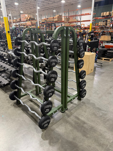 Newtech Wellness Mr. Olympia Urethane EZ Curl Fixed Barbell 10kg thru 35kg plus one sided Rack (OLYMPIA VERSION)