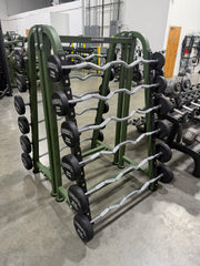Newtech Wellness Mr. Olympia Urethane EZ Curl Fixed Barbell 10kg thru 35kg plus one sided Rack (OLYMPIA VERSION)