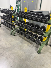 Newtech Wellness Mr. Olympia Urethane Dumbbell Set 4kg thru 22kg plus Three Tier Saddle Dumbbell Racks (OLYMPIA VERSION)
