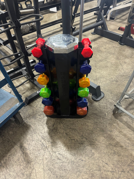 Hampton Jelly Urethane Aerobic Dumbbell Set 8 Pair with Rack-USED
