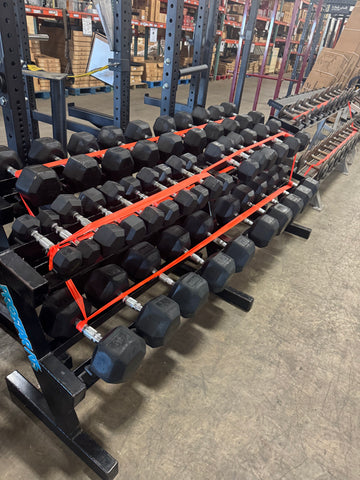Rubber Hex Dumbbell Set 5-105lb w/ Dumbbell Racks - USED