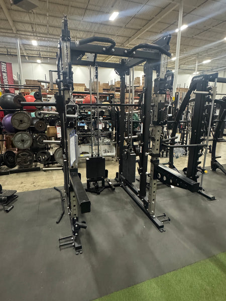 ProMaxima USA Made PMX-MFT Multi-Functional Training System Half Rack/Functional Trainer/Smith Machine Combo with Lat Pulldown/Row Attachment