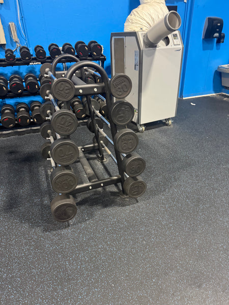 Body Solid Fixed Barbells 20-110 Straight w/ Fixed Barbell Rack - Used