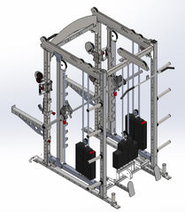 ProMaxima USA Made PMX-MFT Multi-Functional Training System Half Rack/Functional Trainer/Smith Machine Combo with Lat Pulldown/Row Attachment