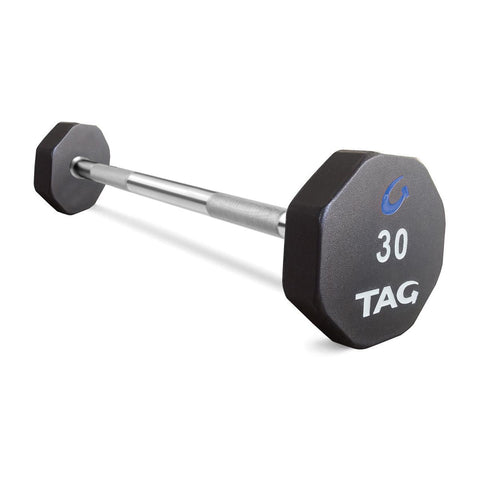 TAG 8-Sided Virgin Rubber Fixed Barbell with Straight Bar Barbell Set 20-110 (10 Bars)