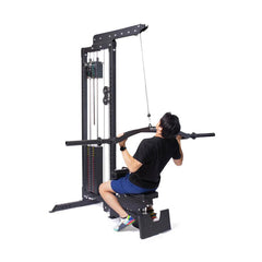 Bells of Steel Lat Pulldown Low Row Machine w/ 310lb Stack with Dip Bar and Single Leg Squat Roller Pad