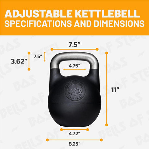 Bells of Steel Adjustable Kettlebell | Competition Standard 35mm Handle, 12-20.5kg