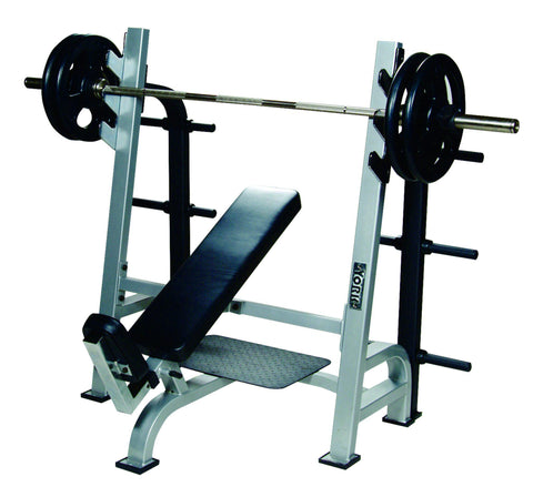 York Barbell STS Series Olympic Incline Bench with Gun Racks Silver 55038