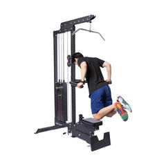 Bells of Steel Lat Pulldown Low Row Machine w/ 310lb Stack with Dip Bar and Single Leg Squat Roller Pad