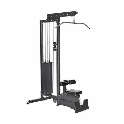 Bells of Steel Lat Pulldown Low Row Machine w/ 310lb Stack with Dip Bar and Single Leg Squat Roller Pad