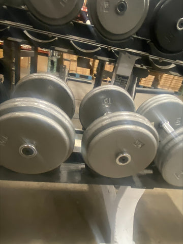 Pancake Dumbbell Set 15-60 lbs WITH Hammer Strength Saddle Rack - Used