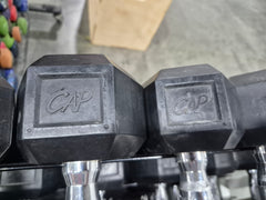 5-75 Rubber Hex Dumbbells with Storage -USED