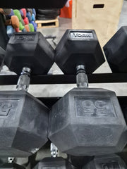 5-75 Rubber Hex Dumbbells with Storage -USED