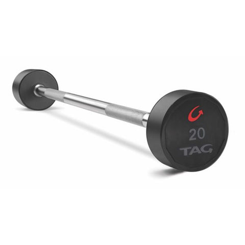 TAG Premium Ultrathane 20lb-110lb Fixed Barbell Set with Straight Handle (10 bars)