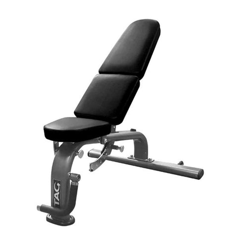 TAG Flat/Incline/Decline Dumbbell Bench - Silver Frame & Black Upholstery - Show Me Weights