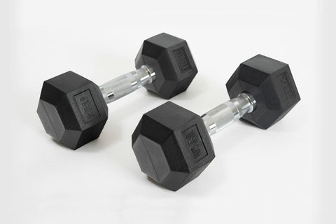TRX Rubber Hex Dumbbell w/ Contoured Handle - Show Me Weights