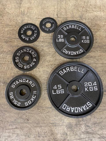 Show Me Weights Deep Dish Gray Hammer Cast Iron Olympic Plates - SALE