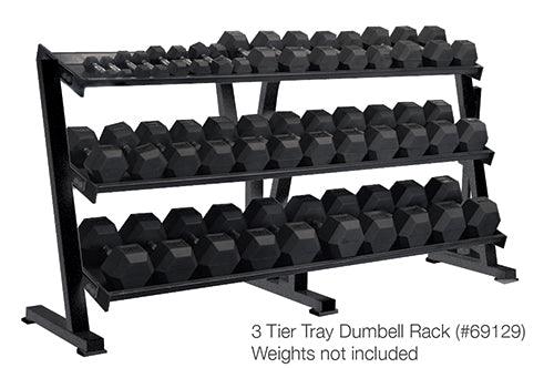 York Barbell 3-Tier Tray Dumbbell Rack -Black 69129 - Show Me Weights